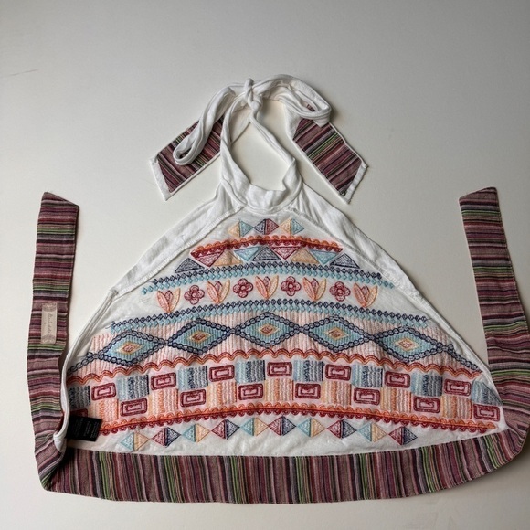 Altar'd States Hippy Bohemian Coastal Beachy Colorful Embroidered Halter, Sz. S - Picture 7 of 10